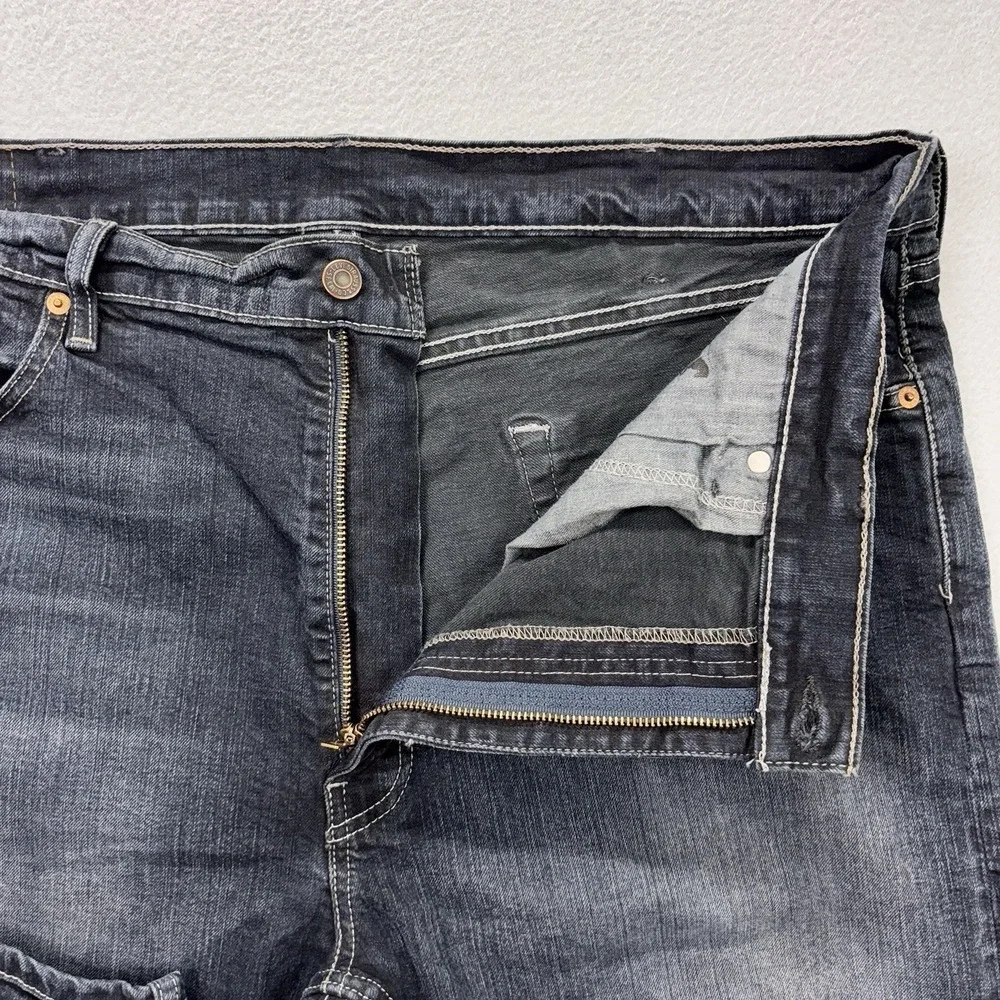 Levi's 505 jeans mens 40x30 blue denim faded stretch Workwear Biker Whiskering